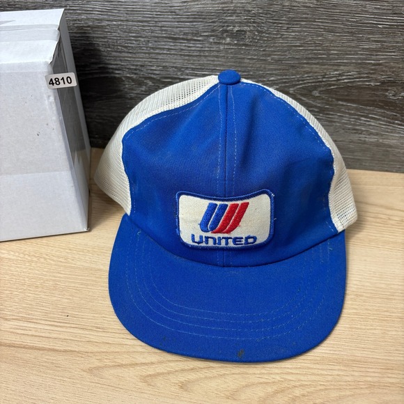 Vintage United Hat Cap Snapback Blue Trucker Patch Logo - Picture 11 of 11